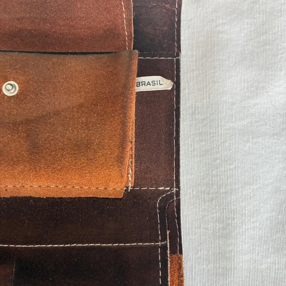 Vintage Brazilian Leather Envelope Wallet Brown Soft Snap Minimalist Unisex Y2K‎